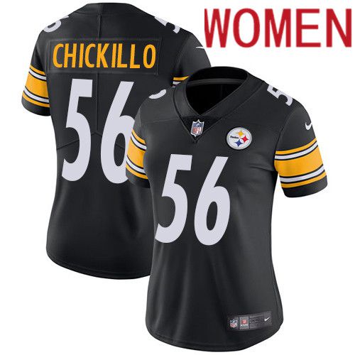 Women Pittsburgh Steelers #56 Anthony Chickillo Nike Black Vapor Limited NFL Jersey->women nfl jersey->Women Jersey